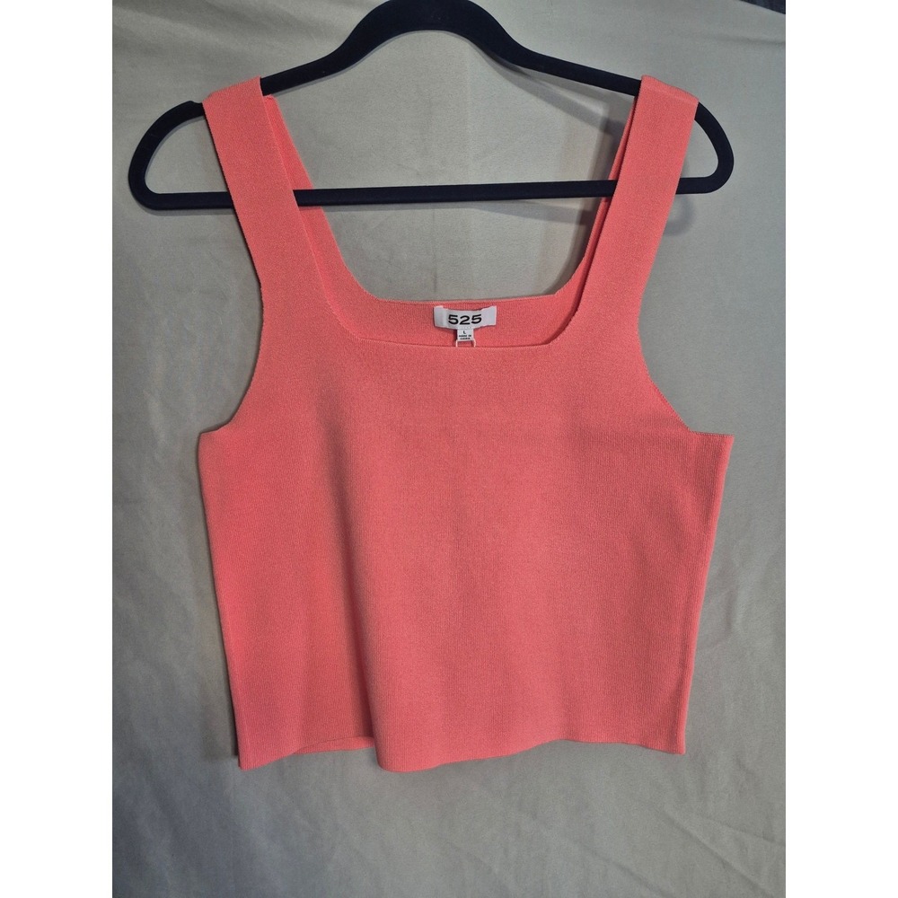 525 America Women's Pink Berry Square Neck Sleeveless Knit Crop Top